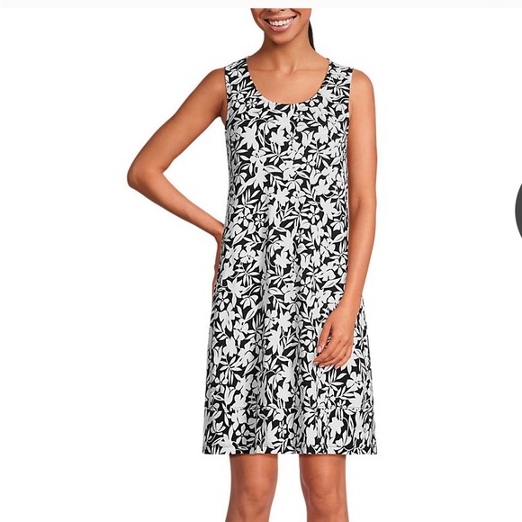 Land’s End cotton slub swing dress in Black Havana. Love this print! - Picture 3 of 3